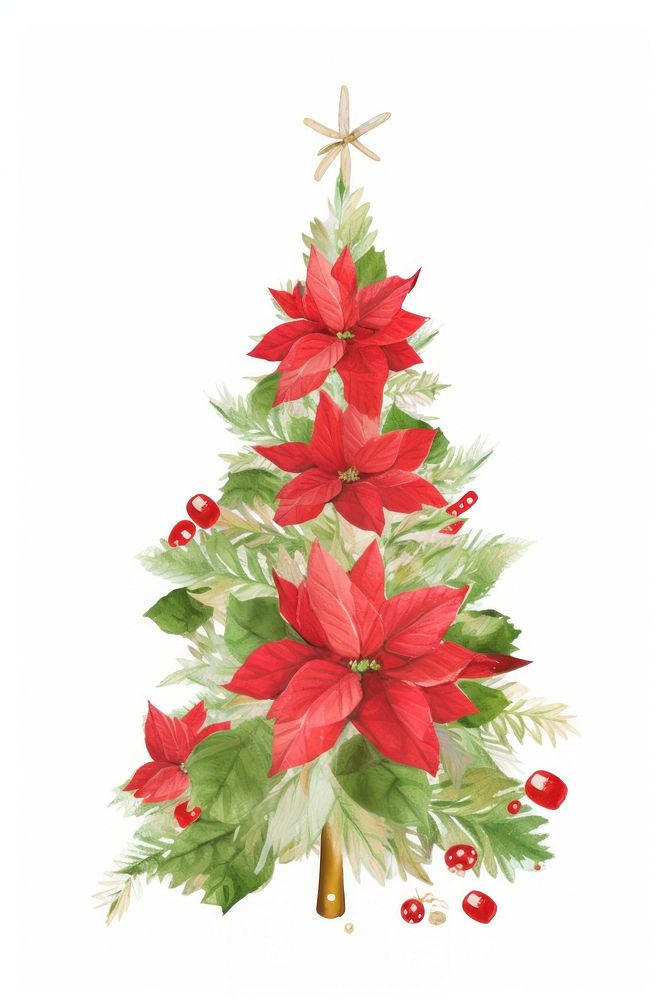 Christmas tree plant leaf red. Free Photo Illustration rawpixel