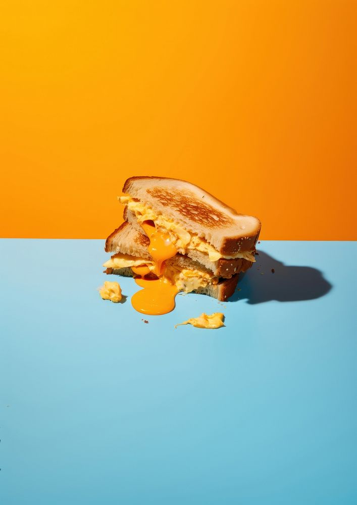 Grilled cheese sandwich with scrambled egg bread food breakfast. AI generated Image by rawpixel.