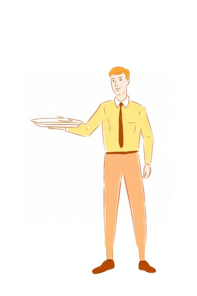Waiter cartoon sketch adult. AI generated Image by rawpixel.