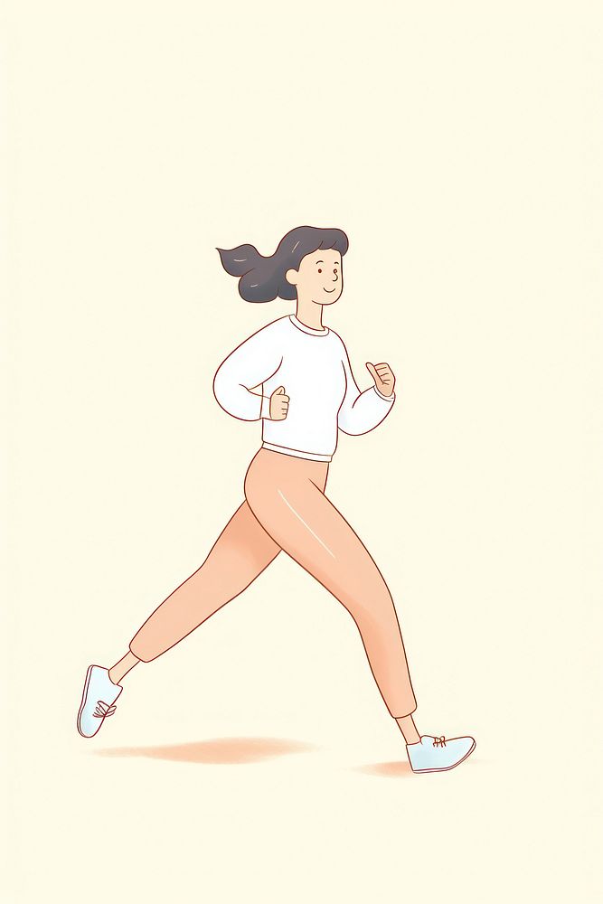 Women go jogging cartoon drawing sketch. AI generated Image by rawpixel.