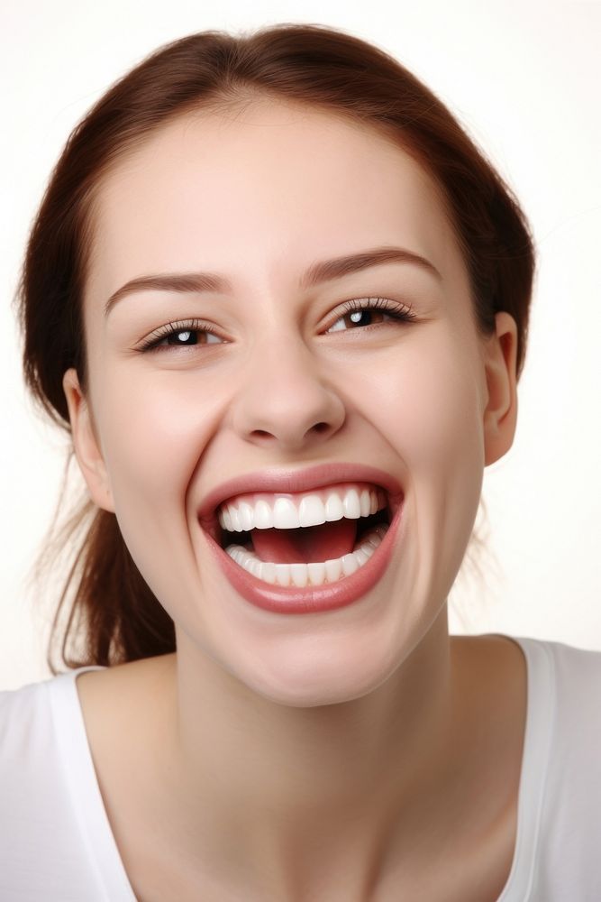 Woman smile open mouth laughing adult happy. AI generated Image by rawpixel.