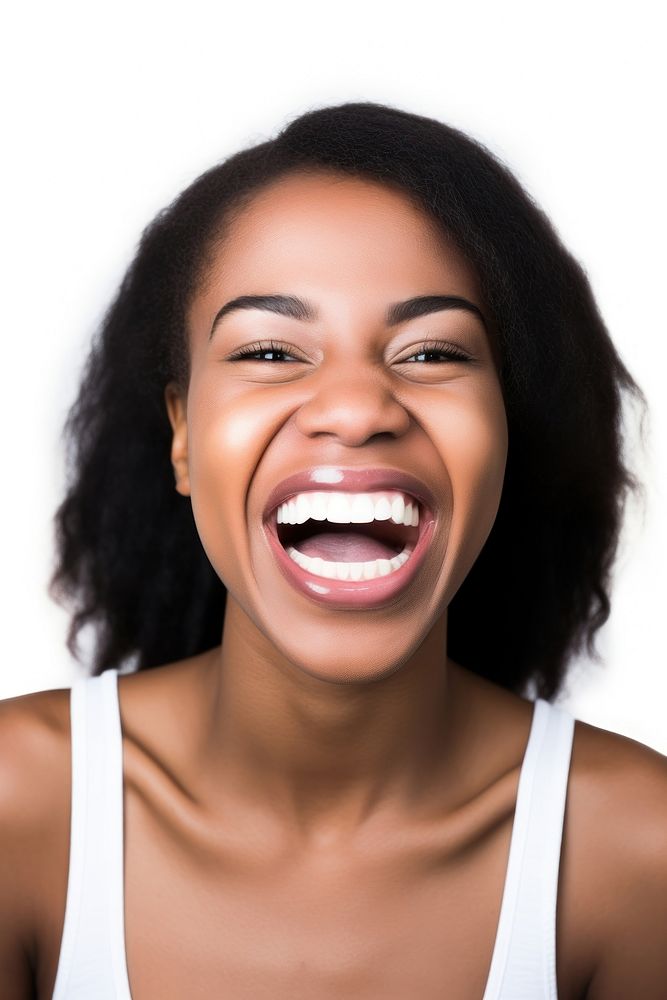 Woman smile open mouth laughing adult happy. AI generated Image by rawpixel.