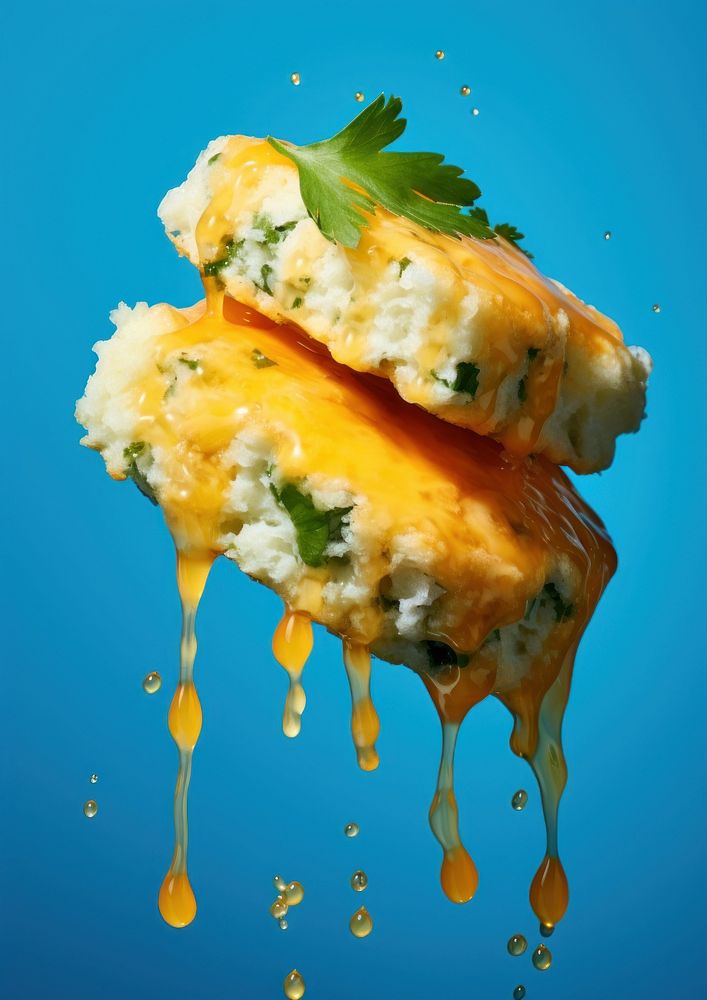 Super Fluffy Omelet food blue fish. AI generated Image by rawpixel.