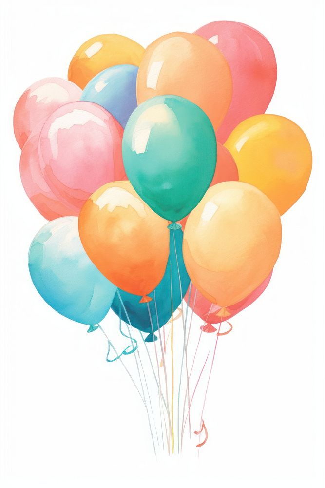 Colorful balloons white background anniversary celebration. AI generated Image by rawpixel.