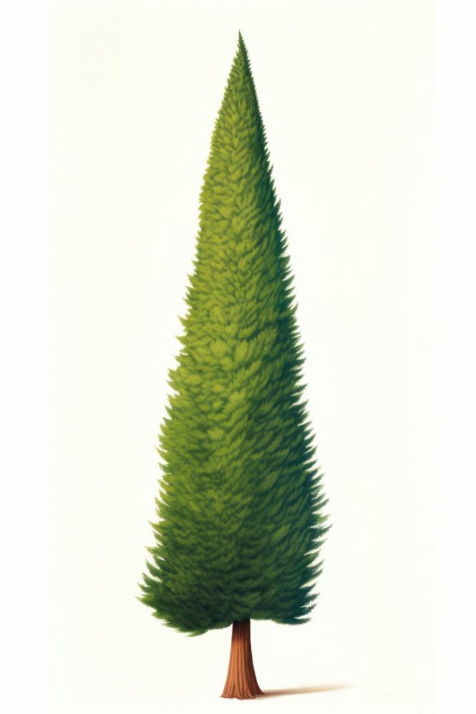 Wavy thin and tall cypress tree plant fir white background. AI generated Image by rawpixel.
