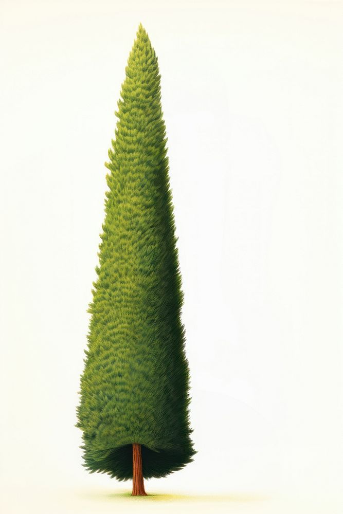 Wavy thin and tall cypress tree plant fir white background. AI generated Image by rawpixel.