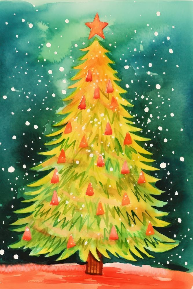 Christmas tree plant red illuminated. Free Photo Illustration rawpixel