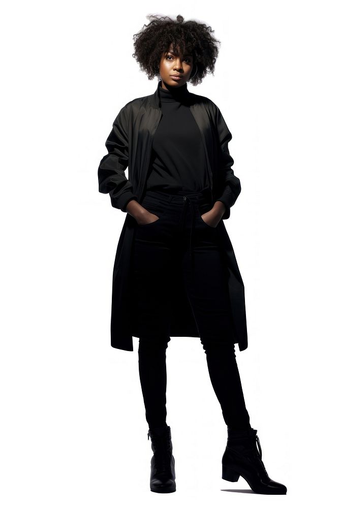Black woman overcoat sleeve adult. AI generated Image by rawpixel.