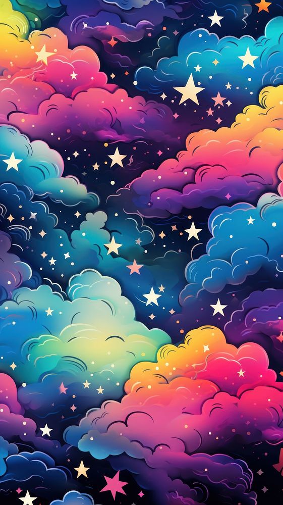 Rainbows and stars outdoors pattern nature. AI generated Image by rawpixel.