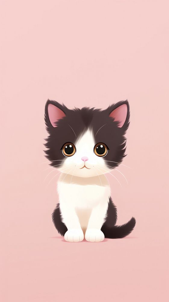 A small happy Calico kitten animal mammal pink. AI generated Image by rawpixel.