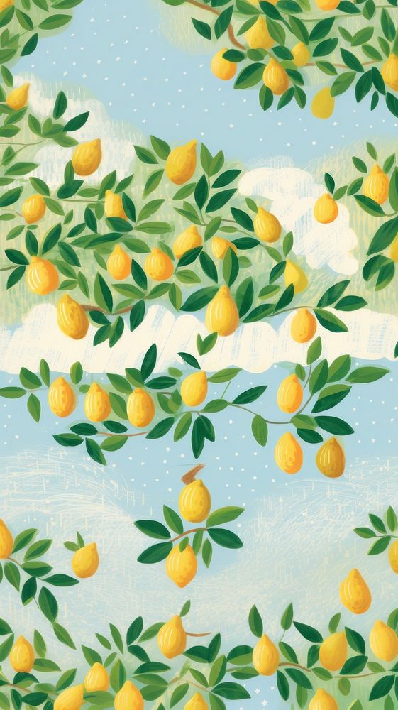 Lemon tree pattern plant fruit food. AI generated Image by rawpixel.