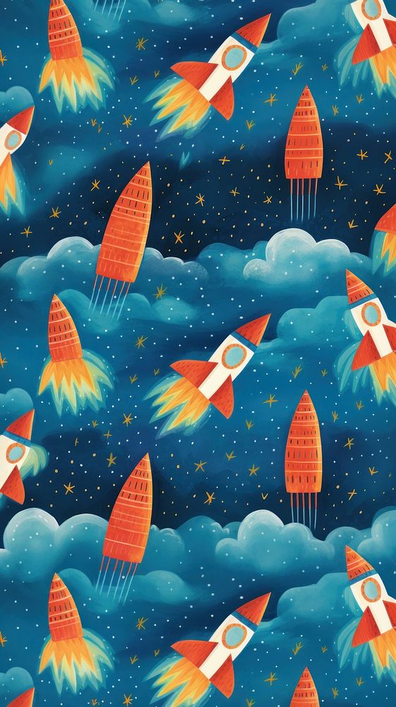 Rocket pattern red backgrounds creativity. AI generated Image by rawpixel.