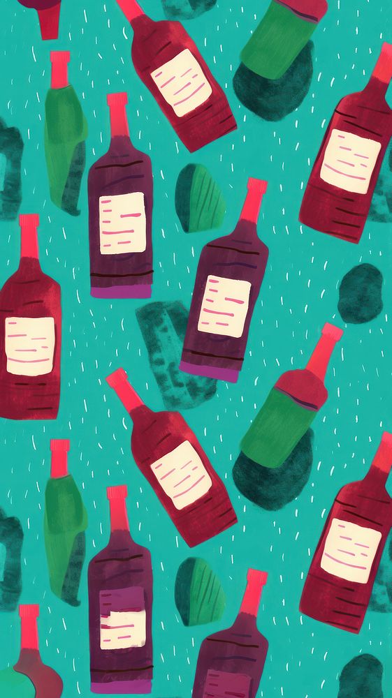 Wine bottle pattern drink text red. AI generated Image by rawpixel.