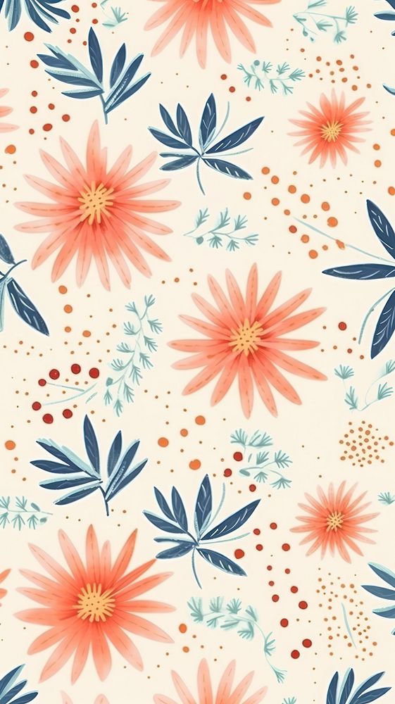 Flower pattern backgrounds plant art. AI generated Image by rawpixel.