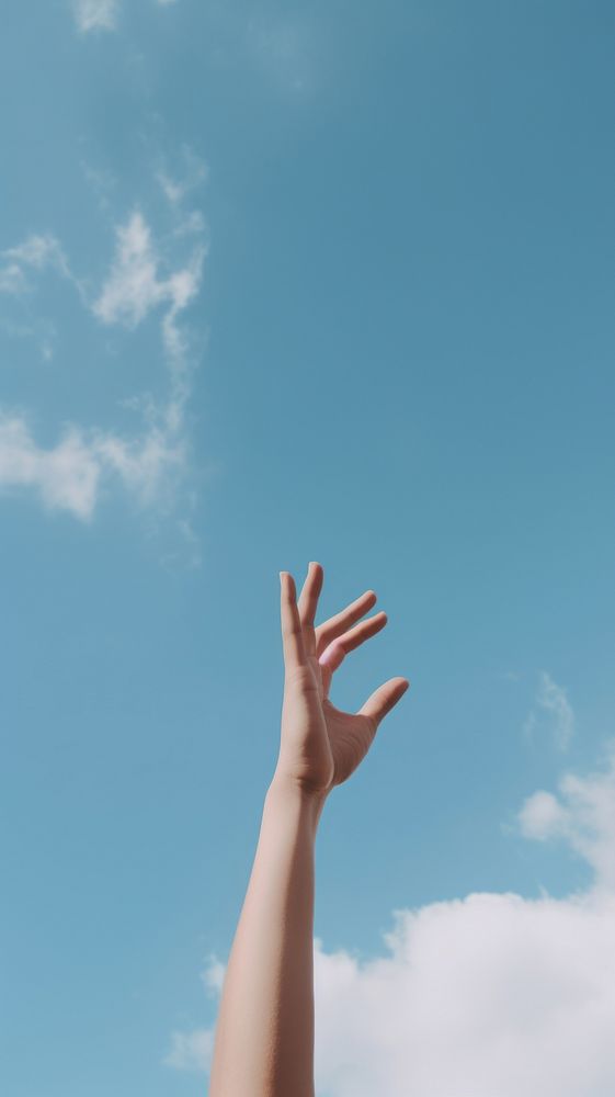 Hand raise up in to the sky finger tranquility gesturing. AI generated Image by rawpixel.