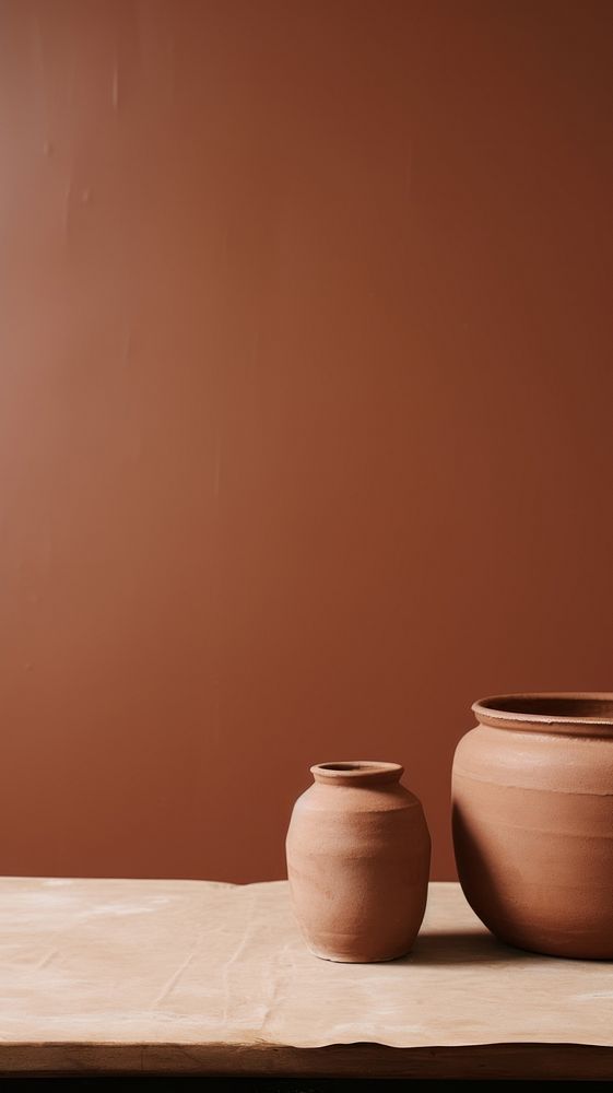 Pottery pottery table wall. AI generated Image by rawpixel.