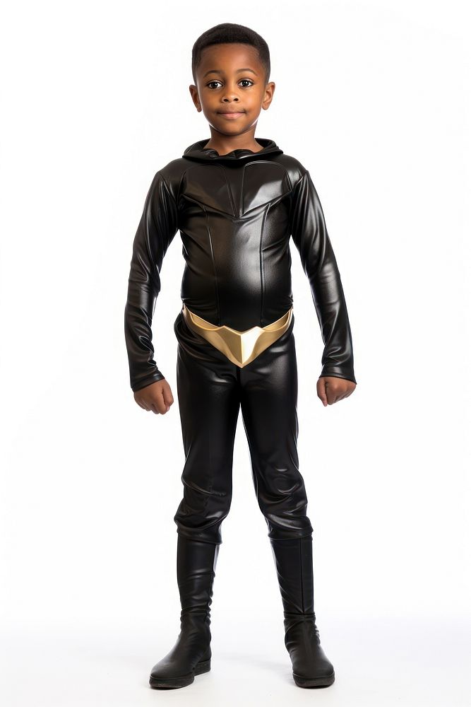 Boy dress as black super hero costume sleeve child. AI generated Image by rawpixel.