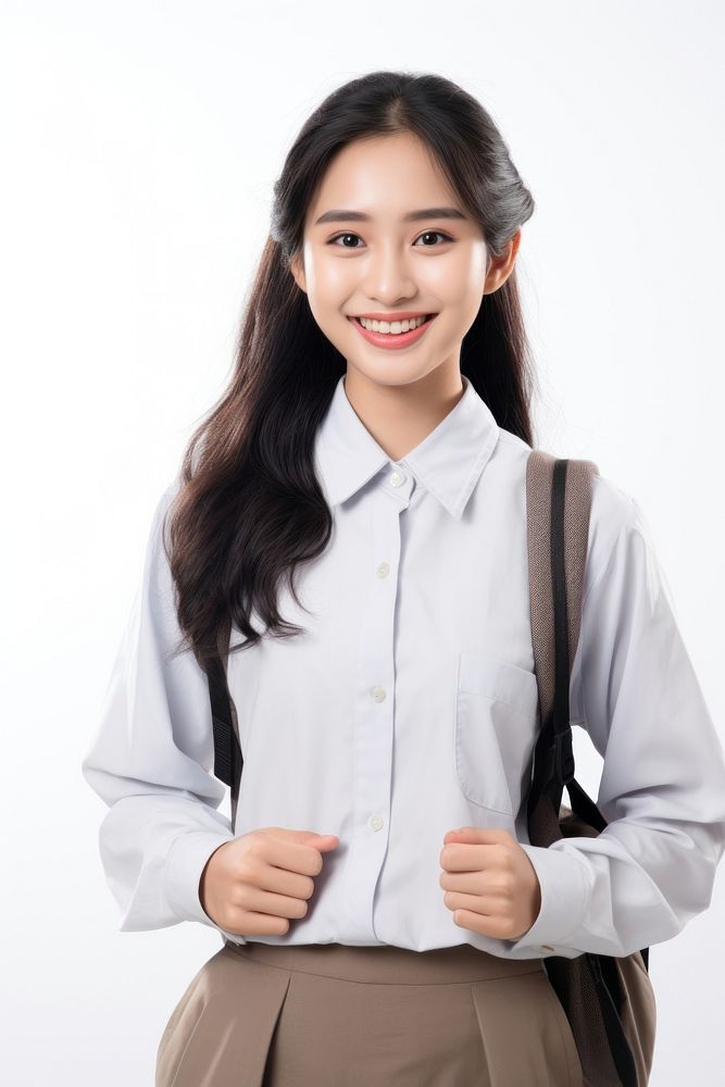 Southeast Asian student blouse shirt smile. AI generated Image by rawpixel.