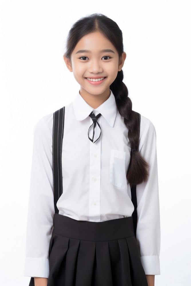 Southeast Asian student blouse girl white background. AI generated Image by rawpixel.