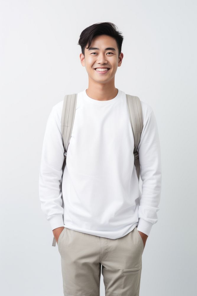 Southeast Asian student sweater sleeve smile. AI generated Image by rawpixel.