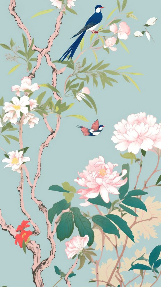 Bird wallpaper pattern flower