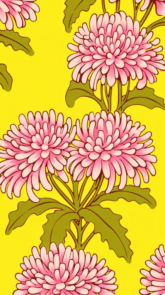 Chrysanthemums chrysanths wallpaper pattern. AI generated Image by rawpixel.