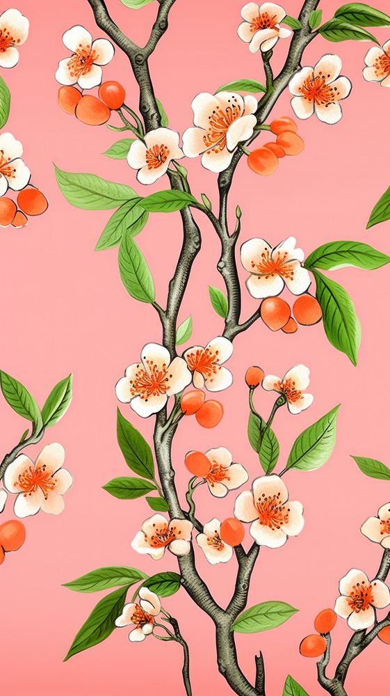 Peach Blossoms blossom wallpaper pattern. 