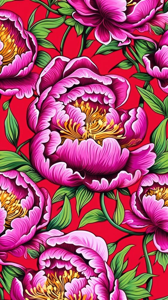 Peonies pattern purple flower. AI generated Image by rawpixel.