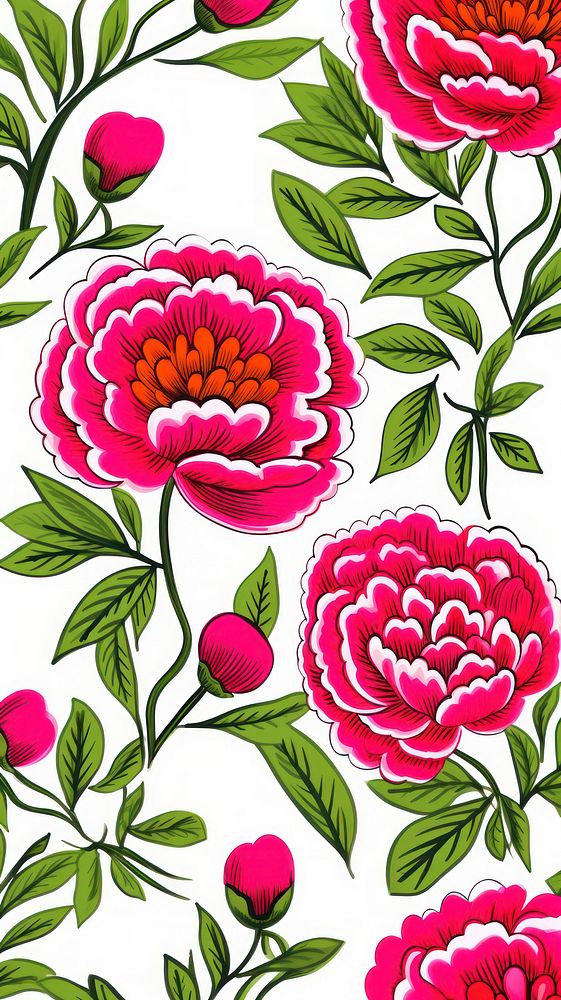 Peonies pattern flower plant. AI generated Image by rawpixel.