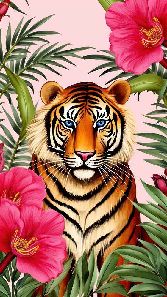 Tiger wildlife outdoors pattern. AI generated Image by rawpixel.