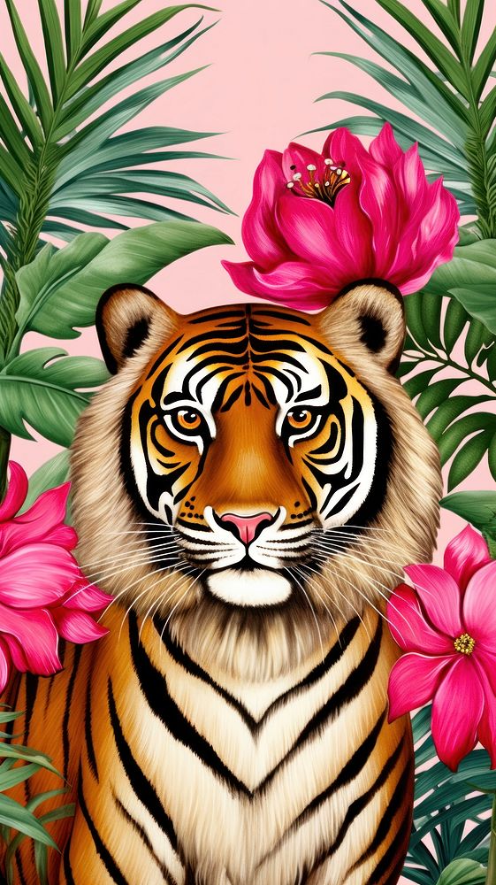 Tiger animal mammal inflorescence. AI generated Image by rawpixel.