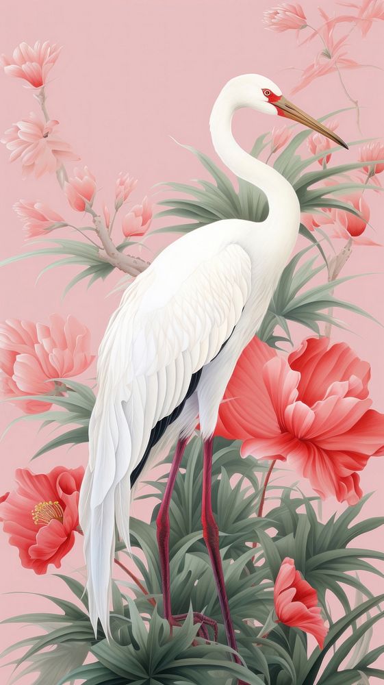 Heron animal bird art. AI generated Image by rawpixel.