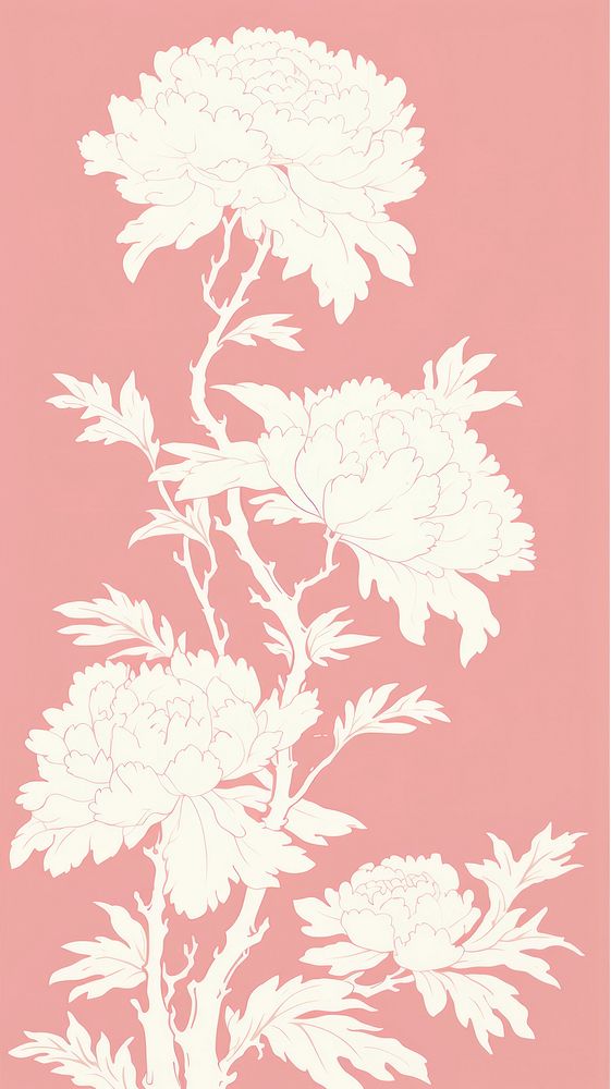 Peonies trees wallpaper pattern flower. AI generated Image by rawpixel.
