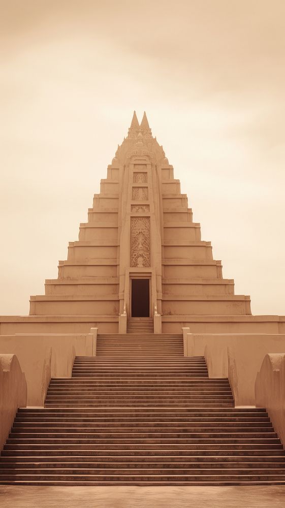 Temple architecture staircase building. AI generated Image by rawpixel.