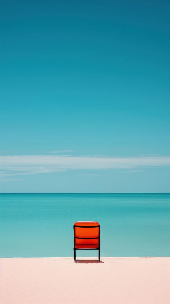 Chair on the beach furniture outdoors horizon. AI generated Image by rawpixel.