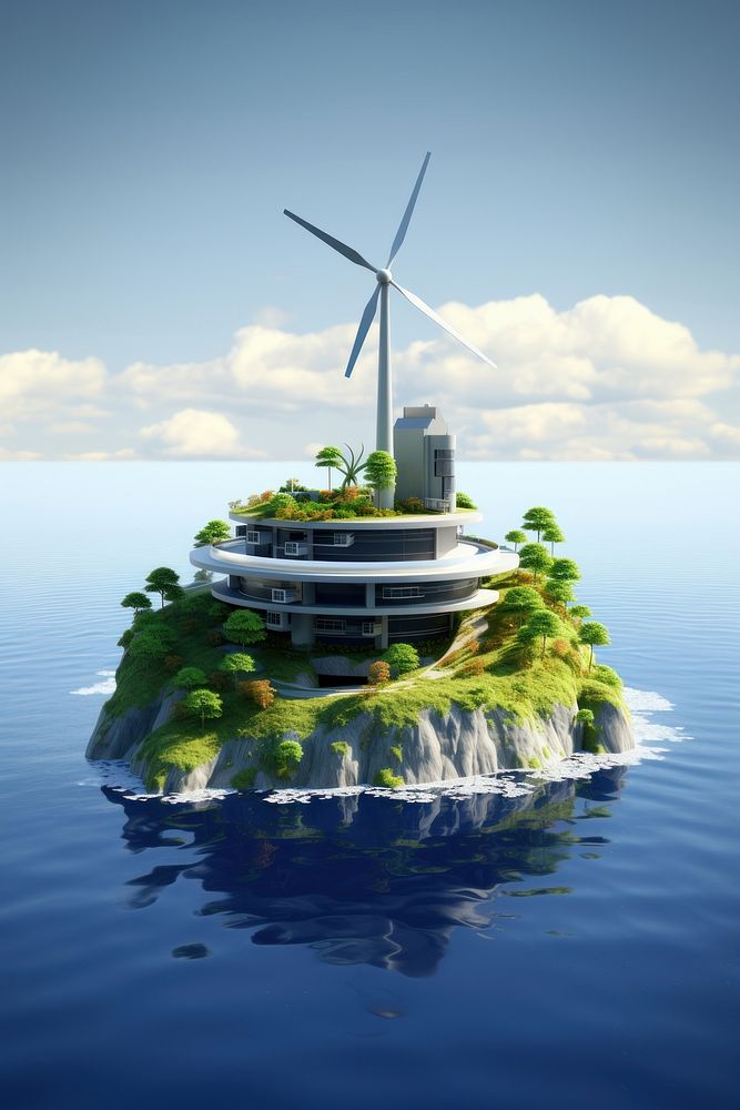 Solar panels windmill outdoors vehicle. AI generated Image by rawpixel.