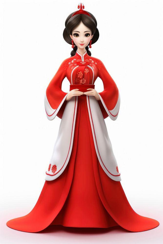 Woman wearing chinese costume figurine fashion cartoon. AI generated Image by rawpixel.