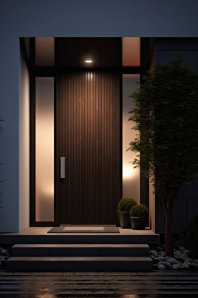 Entryway night door architecture. AI generated Image by rawpixel.