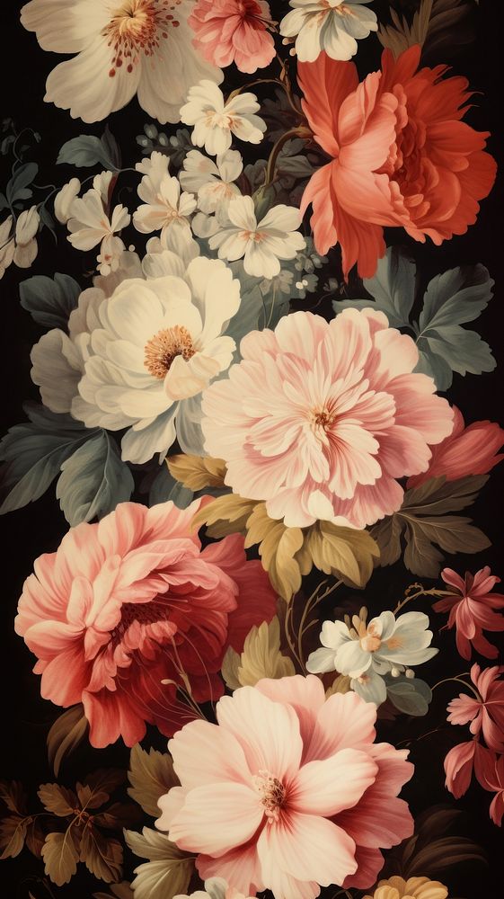 Vintage Flowers flower painting pattern. AI generated Image by rawpixel.