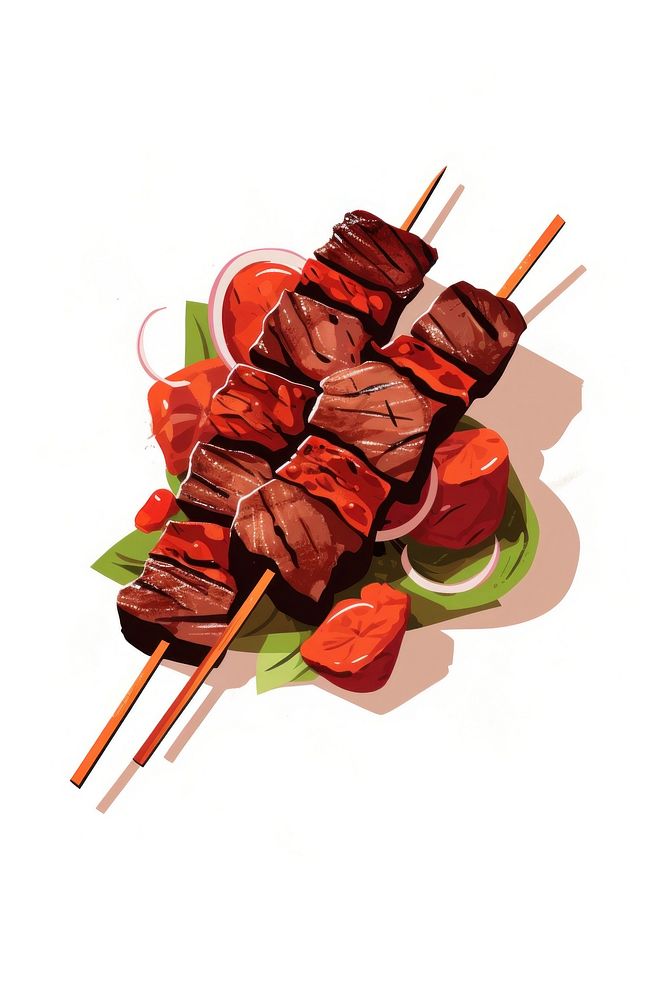 A beef barbeque food grilling white background. AI generated Image by rawpixel.