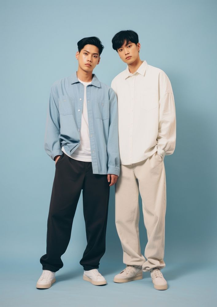 Double denim fashion adult men togetherness. AI generated Image by rawpixel.