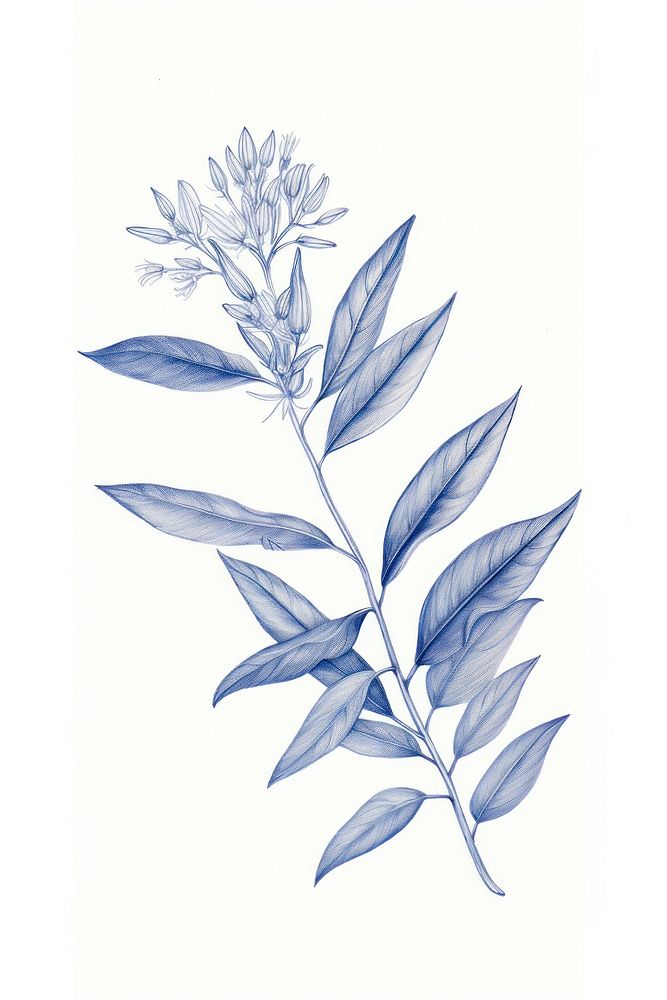 Foliage drawing sketch flower. AI generated Image by rawpixel.