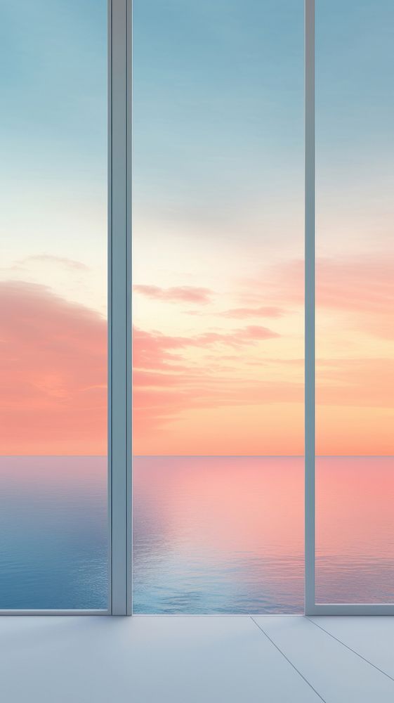 Window with sunset sea view backgrounds outdoors horizon. AI generated Image by rawpixel.