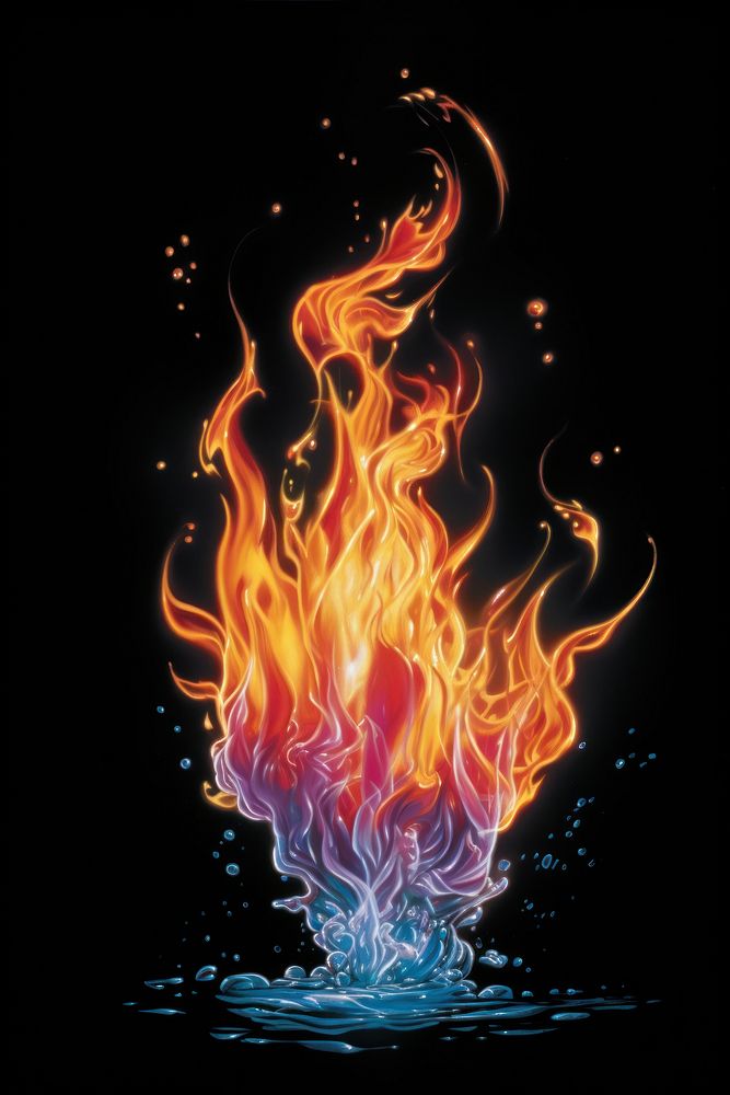 A flame effect isolated on clear solid background bonfire black background illuminated. AI generated Image by rawpixel.