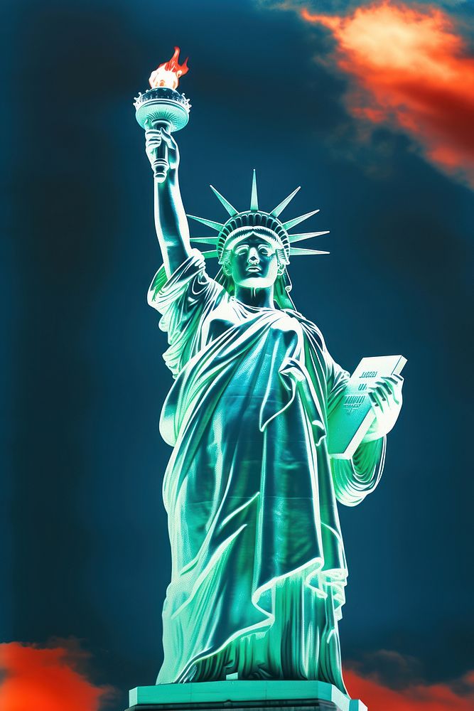 Statue of Liberty in New York statue sculpture landmark. AI generated Image by rawpixel.