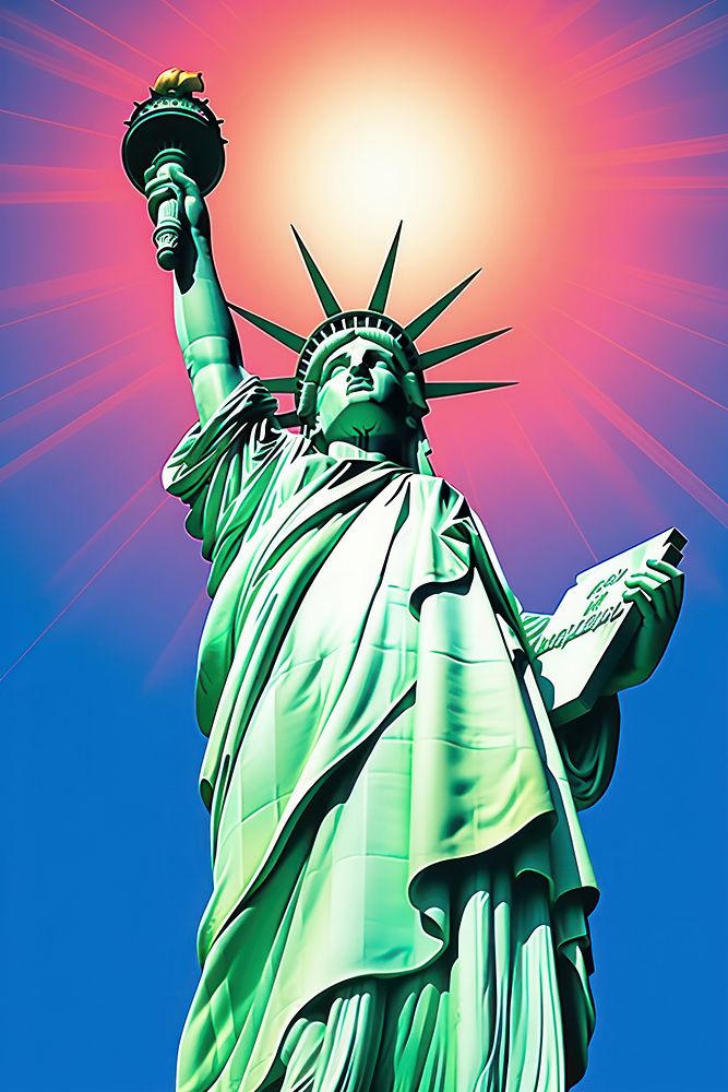 Statue of Liberty in New York statue sculpture light. AI generated Image by rawpixel.