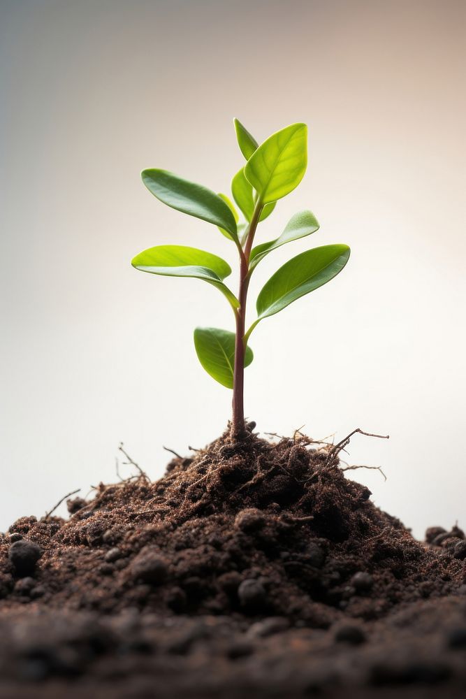 A little plant growing out of a soil nature leaf agriculture. AI generated Image by rawpixel.