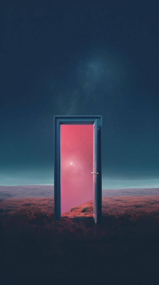A minimal open door pop up on the galaxy architecture landscape nature. AI generated Image by rawpixel.