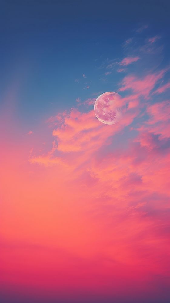Vanila sky with full moon astronomy outdoors horizon. AI generated Image by rawpixel.
