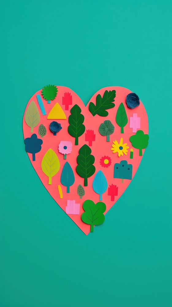 Green heart pink pink background creativity. AI generated Image by rawpixel.